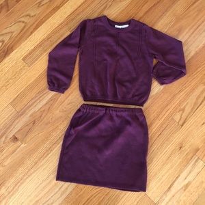 Purple matching skirts and sweater set